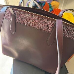Kate Spade Plum and Pink Glitter Tote